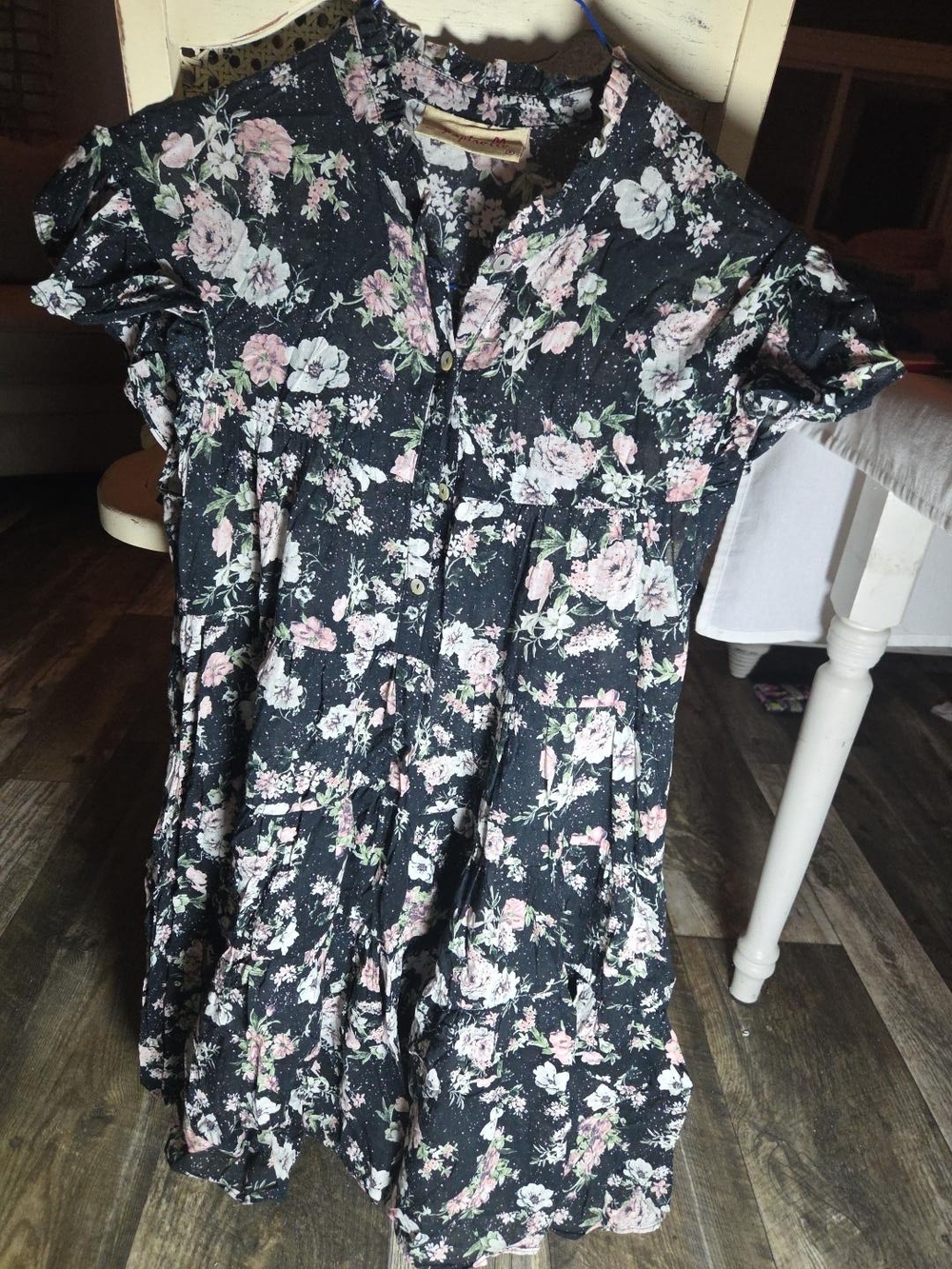 Papinelle Floral Cotton Tiered Nightgown Nightie Size Small